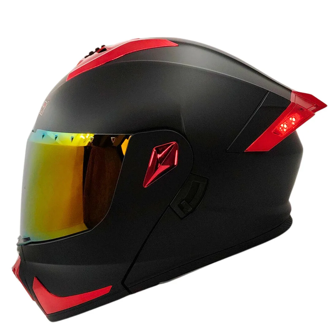 Casco Dakar 917 Negro Mate – Con Spoiler LED y Visor Rojo Iridium