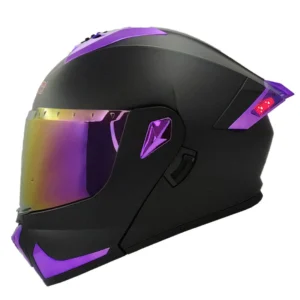 Casco Dakar 917 Negro Mate – Con Spoiler LED y Visor Morado Iridium / Talla L