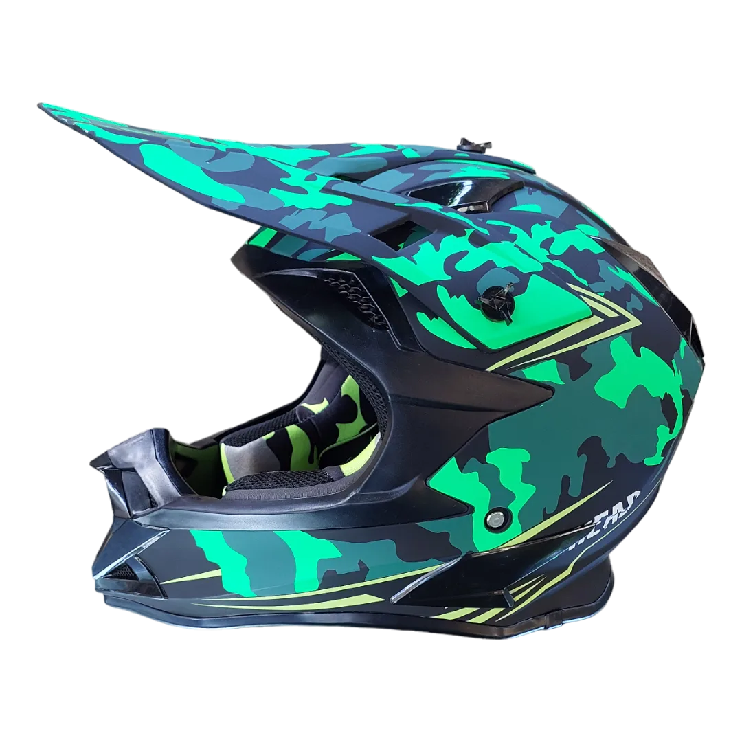 CASCO CROSS,VERDE CAMUFLADO/MATE, RACING