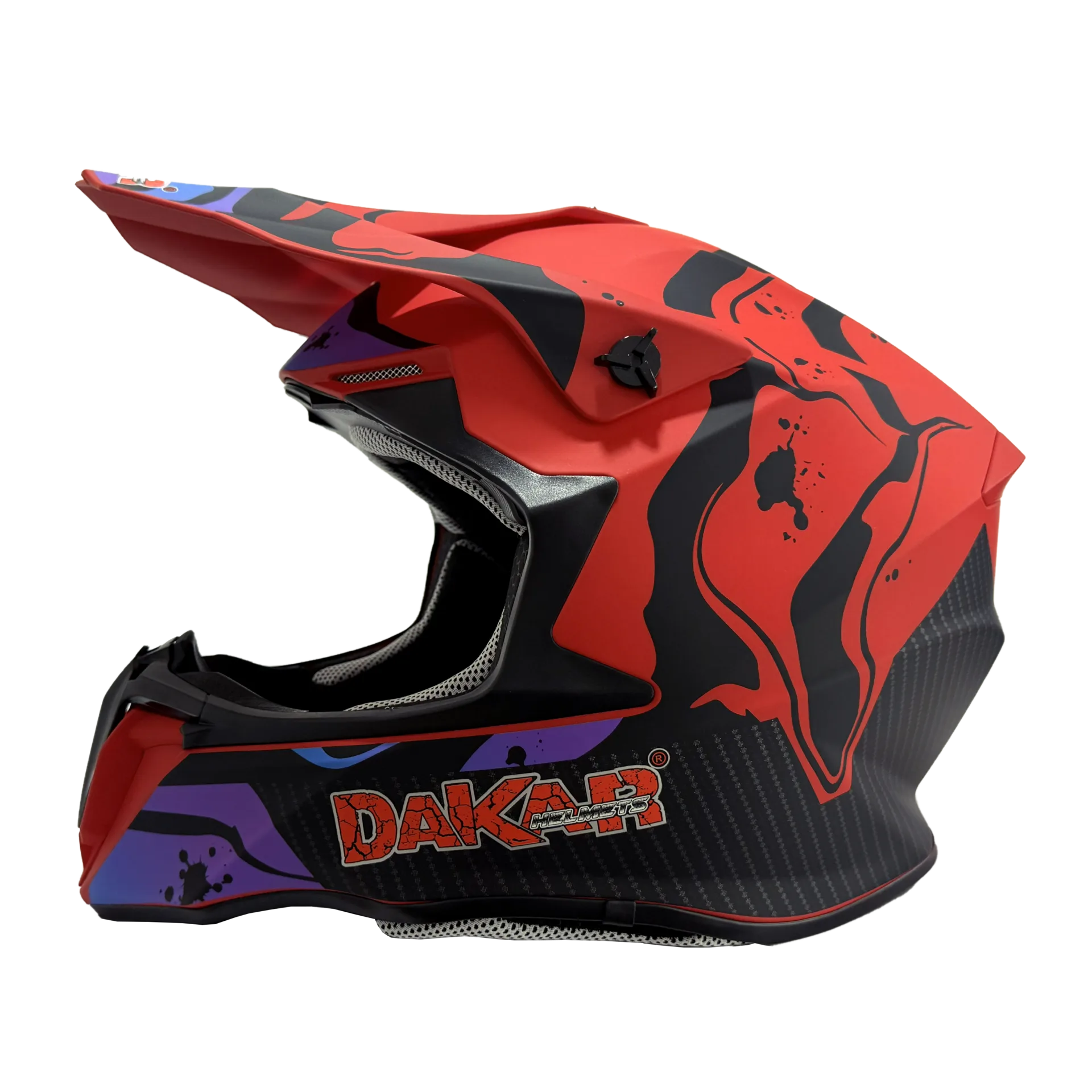 CASCO DAKAR CROSS ROJO CON DETALLES MORADO Y NEGRO