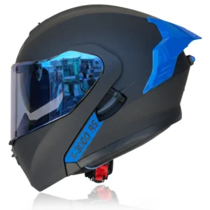 CASCO X-ONE ABATIBLE 3000RS, NEGRO, SPOILER AZUL ,VISOR AZUL