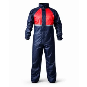 Impermeable Racing Pro Azul/Rojo – Cintas Reflectivas de Alta Visibilidad