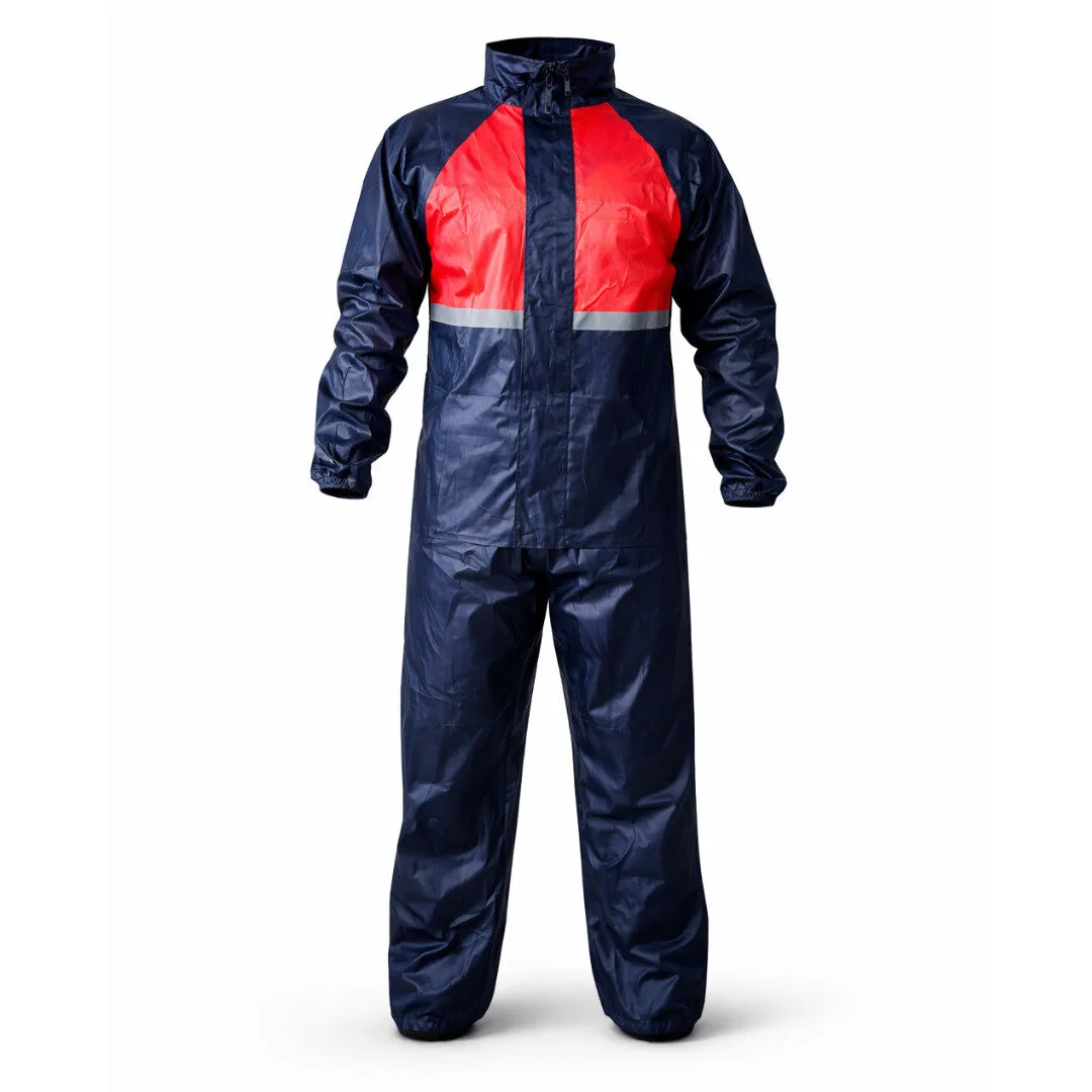 Impermeable Racing Pro Azul/Rojo – Cintas Reflectivas de Alta Visibilidad