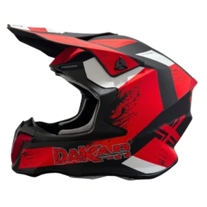 CASCO DAKAR CROSS ROJO DETALLES NEGRO Y BLANCO