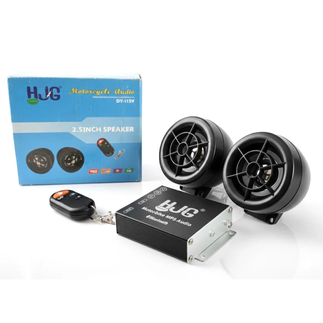 Parlante para Moto HJG DY-115V + Alarma Antirrobo + Bluetooth y Carga USB